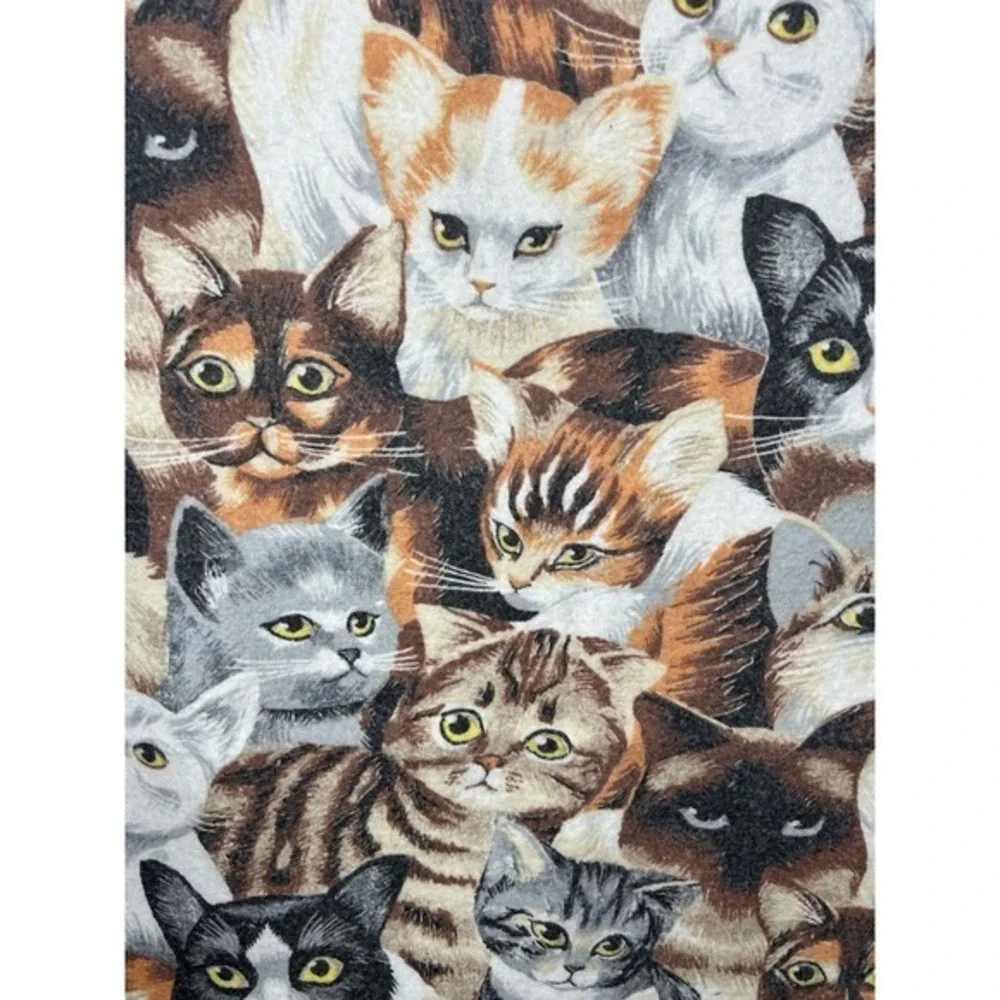 Vintage Woven 86x70 Crazy Cat Lady Tapestry Blanket Comforter‎ Cottage Catcore